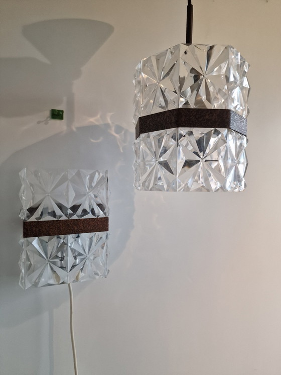 Image 1 of Vintage Italiaans Lampen Set Wandlamp Hanglamp Mid Century