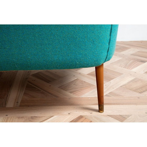 Image 1 of Groene vintage bank van wol en beukenhout - jaren 1930