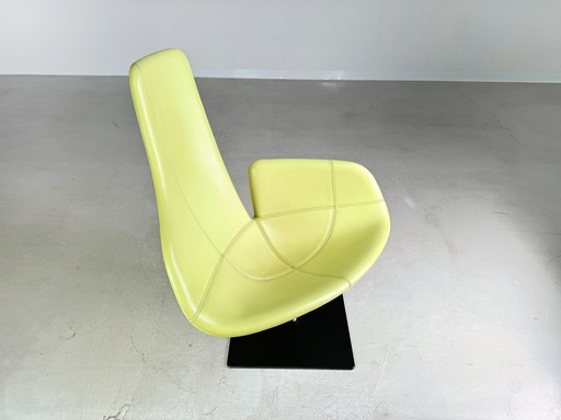 Originele Moroso Fauteuil Leer Groen Patricia Urquiola Draaibaar