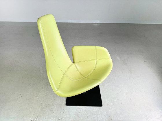 Image 1 of Originele Moroso Fauteuil Leer Groen Patricia Urquiola Draaibaar