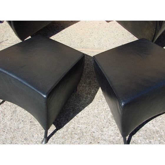 Image 1 of Paar vintage fauteuils met voetsteunen van G en Js Papavoine voor Montis, 1980