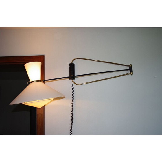 Image 1 of Vintage dubbelarmige wandlamp van Robert Mathieu - 1950