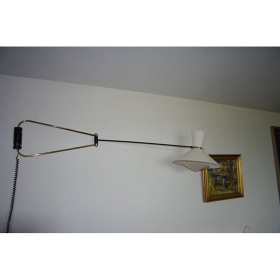 Image 1 of Vintage dubbelarmige wandlamp van Robert Mathieu - 1950