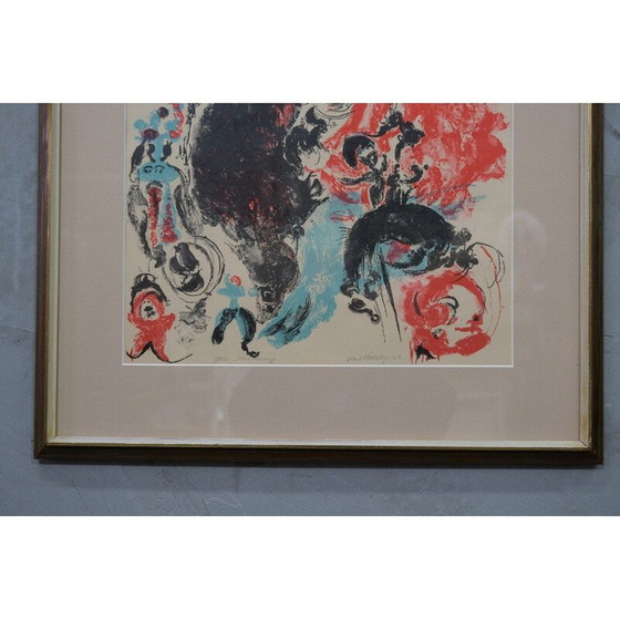 Image 1 of Ingelijste oude abstracte litho van Paul Holsby, 1960