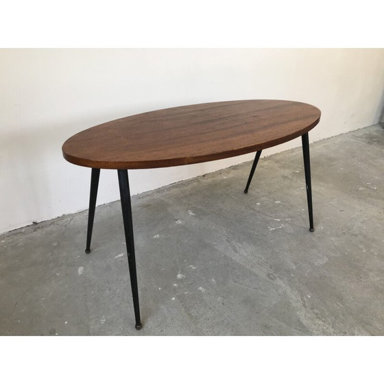 Image 1 of Vintage salontafel van teakhout en metaal, Frankrijk 1950