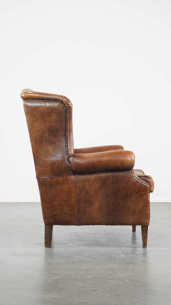Image 1 of Grote Schapenleren Oorfauteuil Met Siernagels