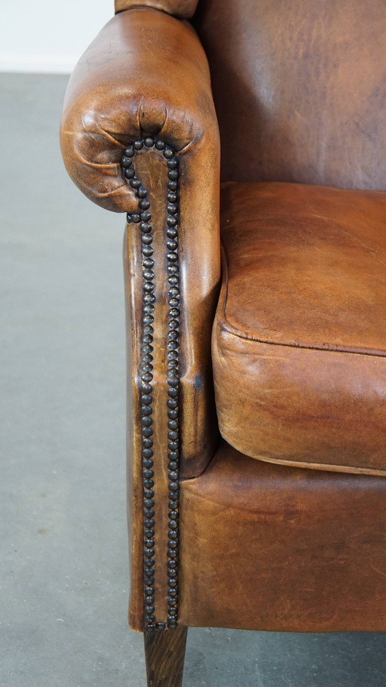 Image 1 of Grote Schapenleren Oorfauteuil Met Siernagels