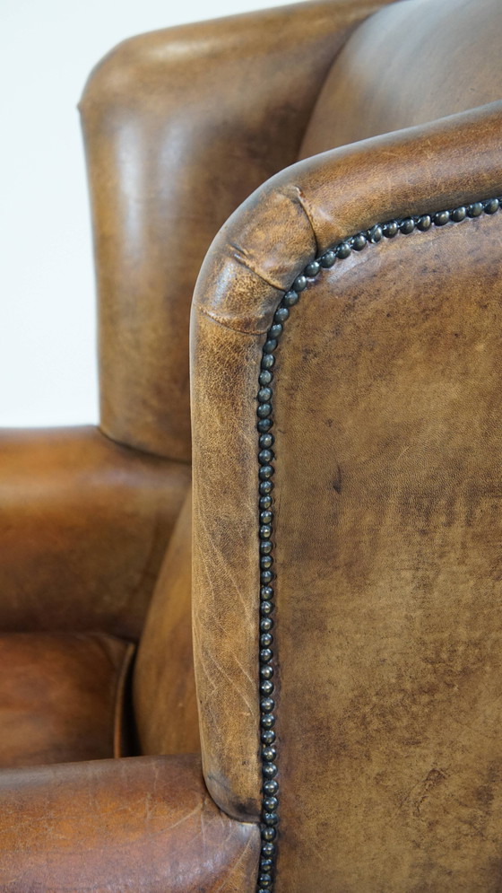 Image 1 of Grote Schapenleren Oorfauteuil Met Siernagels