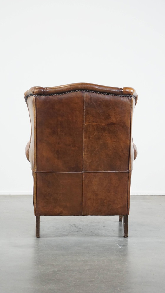 Image 1 of Grote Schapenleren Oorfauteuil Met Siernagels
