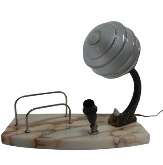 Image 1 of Art deco bureaulamp met pen- en briefhouder