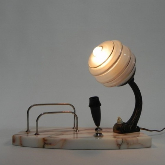 Image 1 of Art deco bureaulamp met pen- en briefhouder