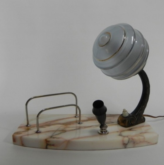 Image 1 of Art deco bureaulamp met pen- en briefhouder