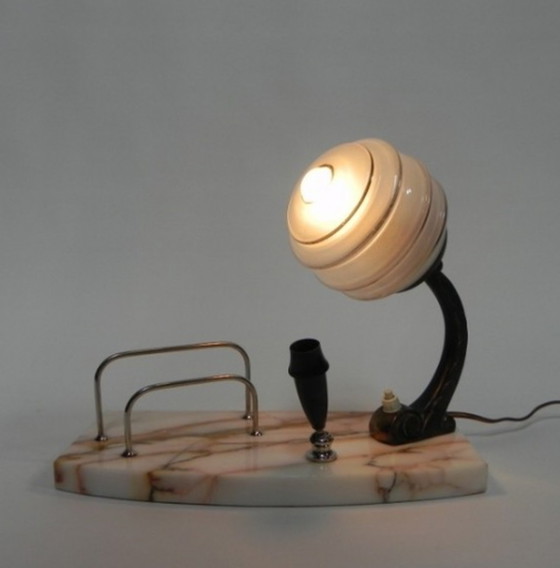 Image 1 of Art deco bureaulamp met pen- en briefhouder