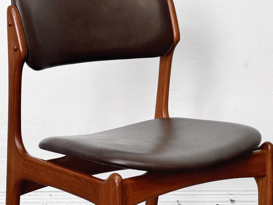 Image 1 of 1/4 Eetkamerstoelen Stoel Teak Erik Buch Odd. Deens Mid Century Leer Bruin