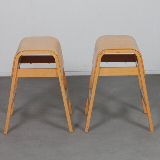 Image 1 of Paar vintage Salve houten krukjes van Ehlén Johansson voor Ikea, Zweden 2002