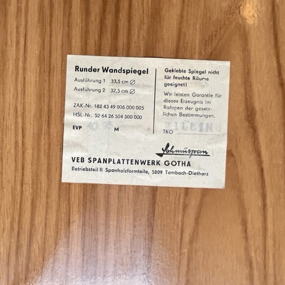 Image 1 of Vintage ronde wandspiegel in kunststof en glas voor Veb Spanplatten Werk Gotha, Duitsland 1970
