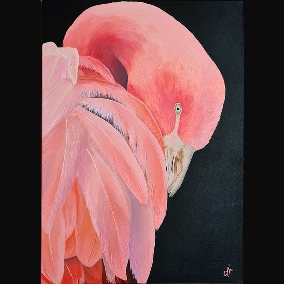 Image 1 of Acrylverf Schilderij Flamingo 50X70 Cm