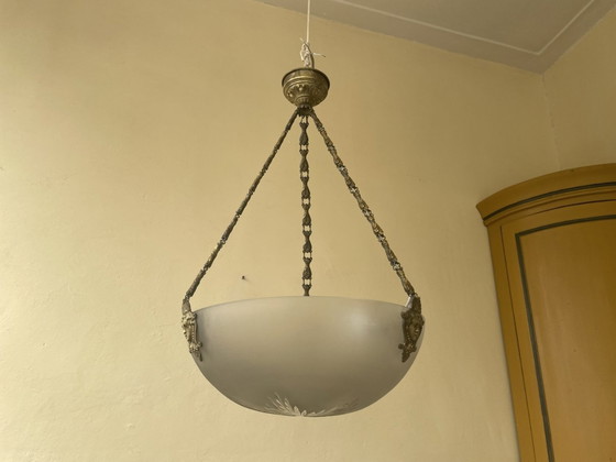 Image 1 of Jaren 30 Lamp Hanglamp Schaallamp Frans