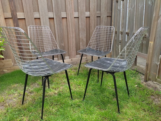 Image 1 of 4x Vintage draadstoeltjes