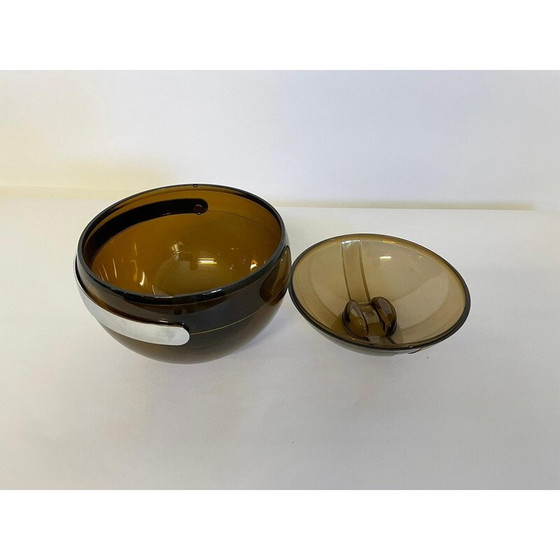 Image 1 of Vintage gerookte bol ijsdoos door Paolo Tilche voor Guzzini, Italië 1980