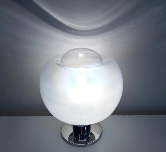 Image 1 of Vintage Tafellamp - Staal & Glas - Murano - Ruimtetijdperk - 1970