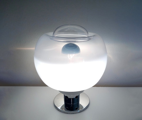 Image 1 of Vintage Tafellamp - Staal & Glas - Murano - Ruimtetijdperk - 1970