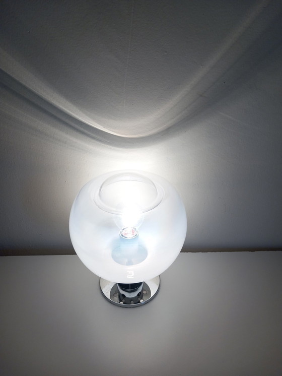 Image 1 of Vintage Tafellamp - Staal & Glas - Murano - Ruimtetijdperk - 1970