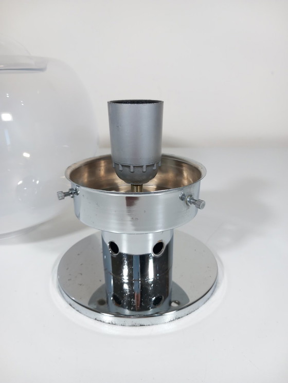 Image 1 of Vintage Tafellamp - Staal & Glas - Murano - Ruimtetijdperk - 1970