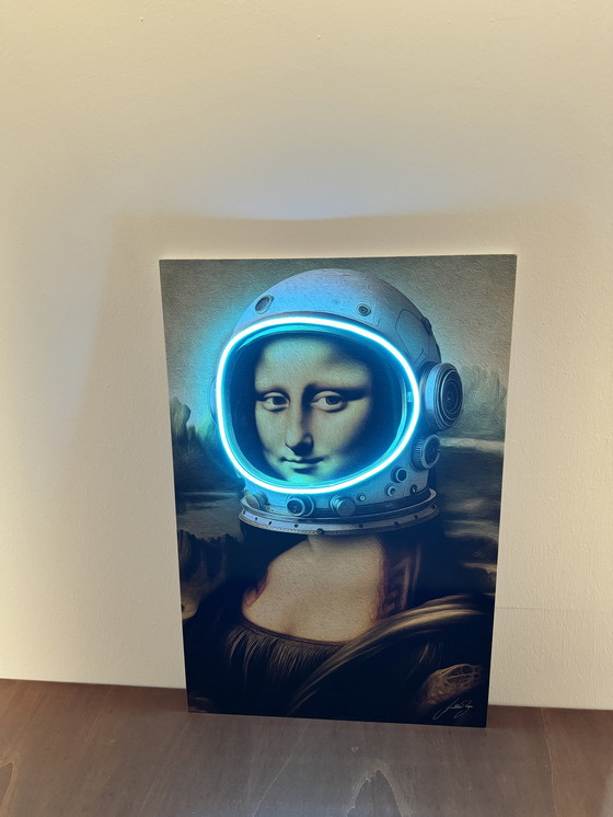 Image 1 of LedMansion Gioconda Astronaut Licht Blauw PopArt Muurkunst Led Lamp