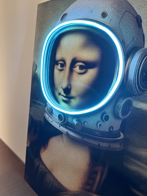 Image 1 of LedMansion Gioconda Astronaut Licht Blauw PopArt Muurkunst Led Lamp