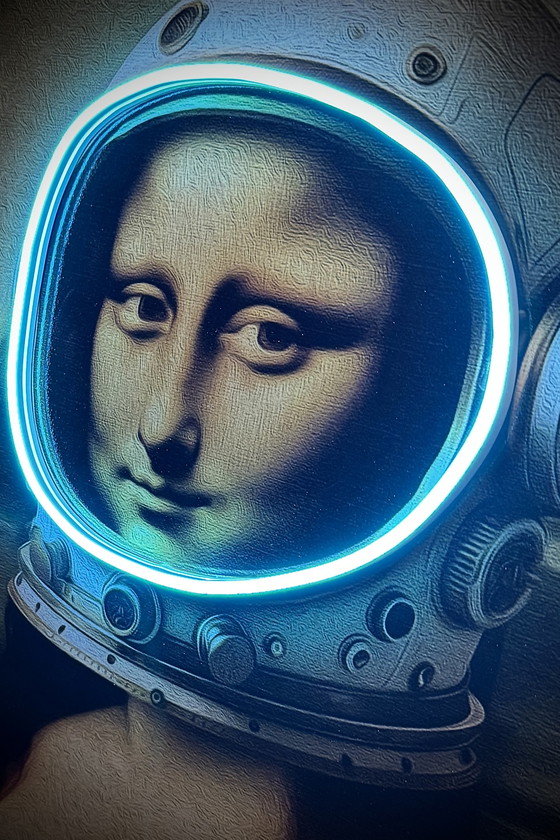 Image 1 of LedMansion Gioconda Astronaut Licht Blauw PopArt Muurkunst Led Lamp