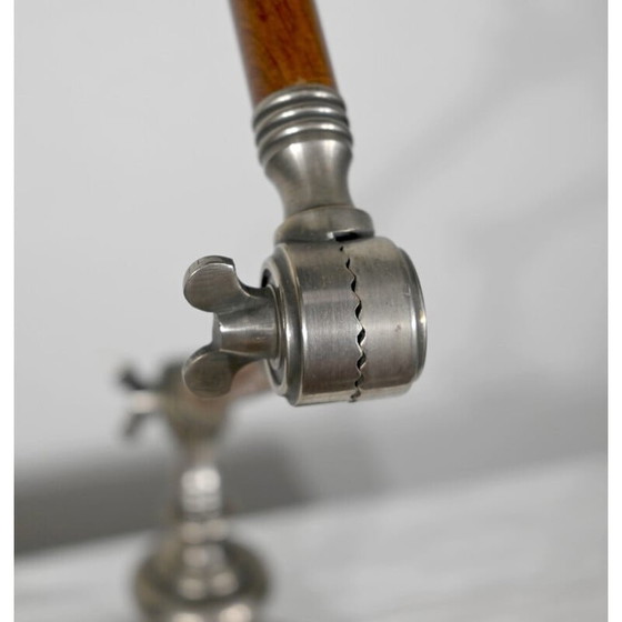 Image 1 of Vintage lamp met scharnierende arm in metaal en hout, 1920