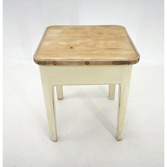Image 1 of Vintage houten krukje met opbergruimte, jaren 1950