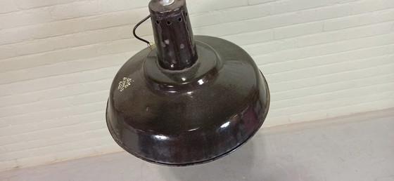 Image 1 of Vintage industriële / fabrieks emaille hanglamp