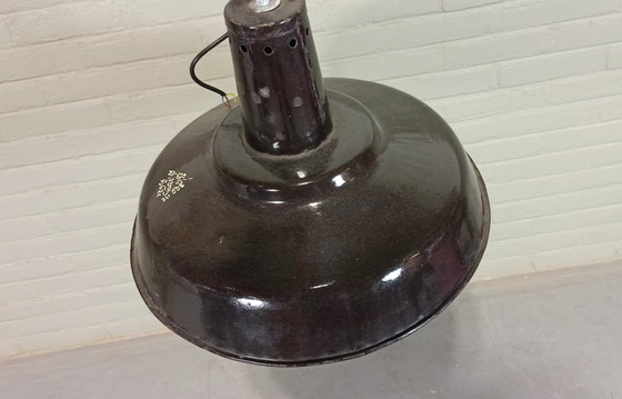 Image 1 of Vintage industriële / fabrieks emaille hanglamp