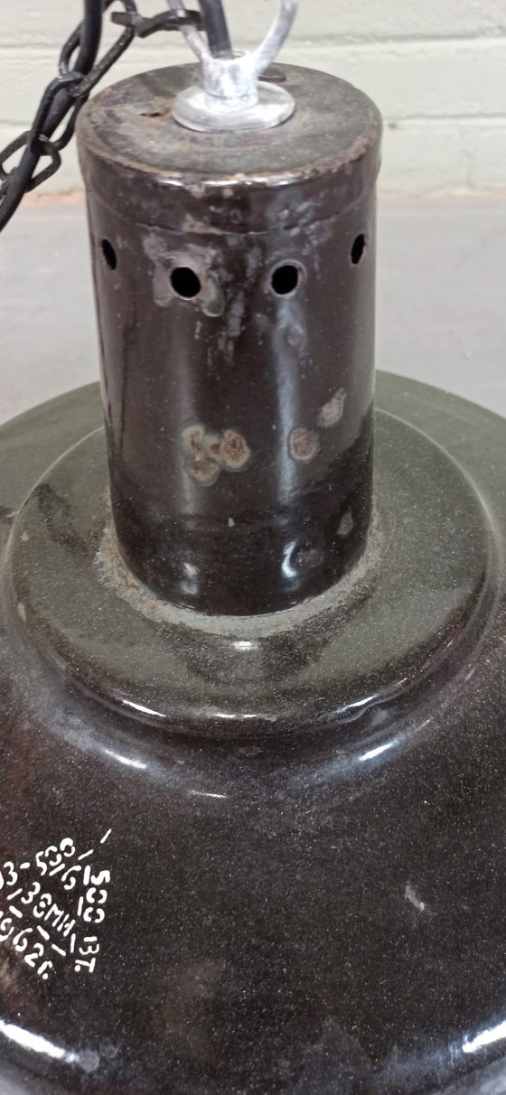 Image 1 of Vintage industriële / fabrieks emaille hanglamp
