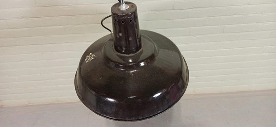 Image 1 of Vintage industriële / fabrieks emaille hanglamp