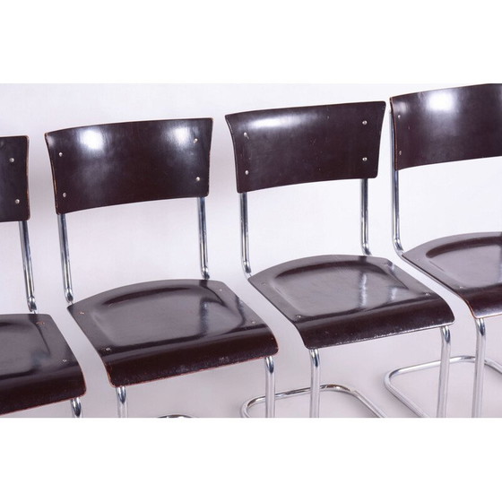 Image 1 of Set van 4 vintage stoelen van staal en chroom door Mart Stam voor Robert Slezak, Tsjecho-Slowakije 1930