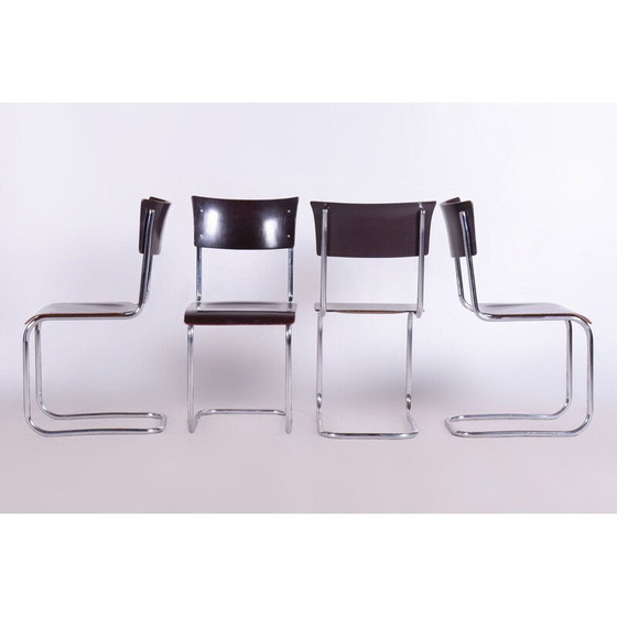 Image 1 of Set van 4 vintage stoelen van staal en chroom door Mart Stam voor Robert Slezak, Tsjecho-Slowakije 1930