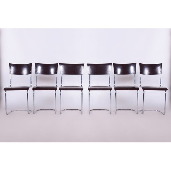 Image 1 of Set van 4 vintage stoelen van staal en chroom door Mart Stam voor Robert Slezak, Tsjecho-Slowakije 1930