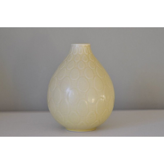 Image 1 of Paar vintage lichtgele aardewerk vazen Niels Thorsonn Aluminia Royal Copenhagen, 1950