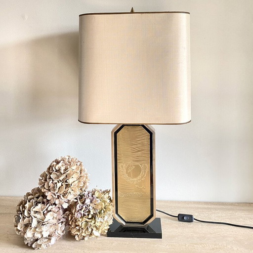 Vintage 23-karaats gouden en messing tafellamp van Georges Mathias voor Designo Maho, 1970