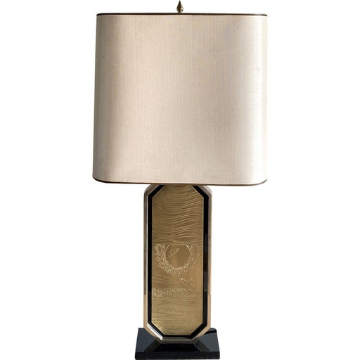 Vintage 23-karaats gouden en messing tafellamp van Georges Mathias voor Designo Maho, 1970