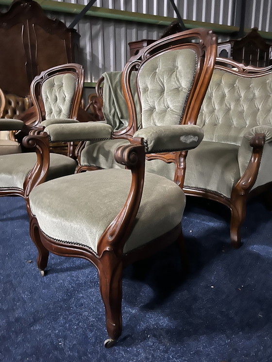 Image 1 of Antieke Biedermeier Bank Met Fauteuils 