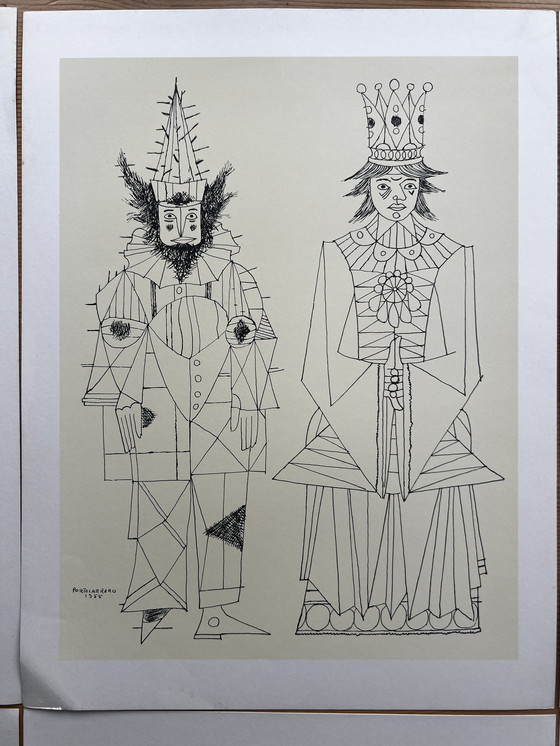 Image 1 of Mascaras (De Maskers), Rene Portocarrero Complete Portfolio Van 12 Prenten (Cubaanse Kunst).