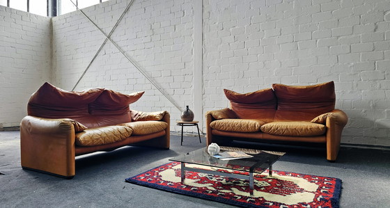 Image 1 of Cassina Maralunga Vico Magestretti leren zitbank groep Vintage Loft