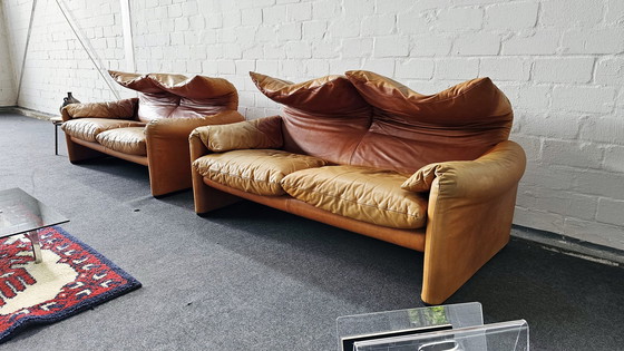 Image 1 of Cassina Maralunga Vico Magestretti leren zitbank groep Vintage Loft