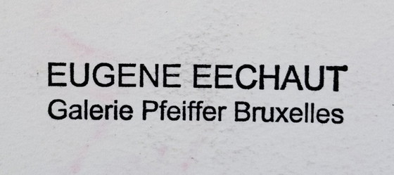 Image 1 of Eugene Eechaut 1928-2019 Paar prachtige abstracte bloemenschilderijen / Galerie Pfeiffer Brussel