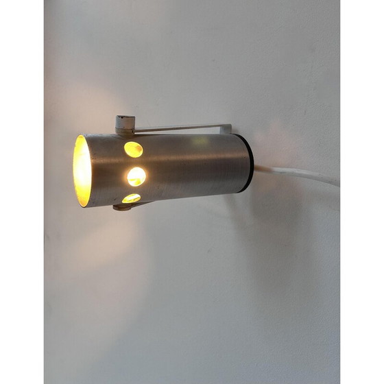 Image 1 of Vintage verstelbare wandlamp van geborsteld aluminium, Frankrijk 1960