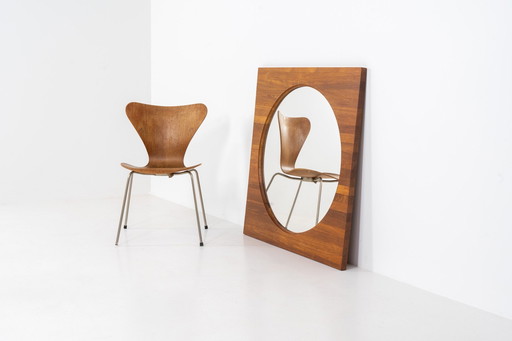 Xl Mid Century Spiegel In Massief Teak (Denemarken, 1960S).